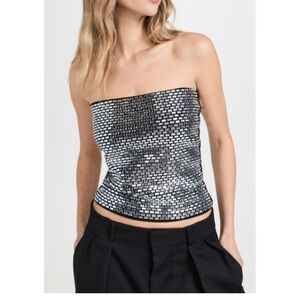 Retrofete Valery Top - Metallic Sequin Tube Top - Medium